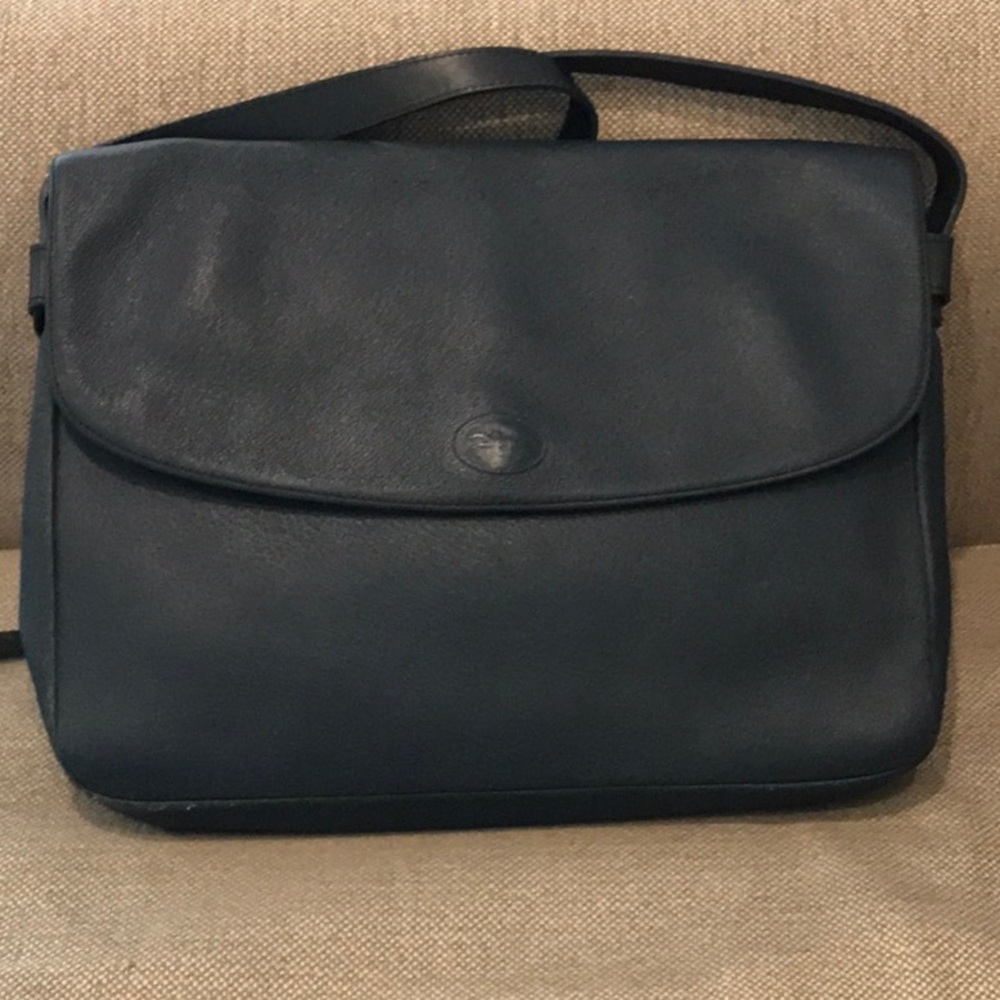Longchamp Paris Navy Blue Calf Skin Leather Shoulder Bag